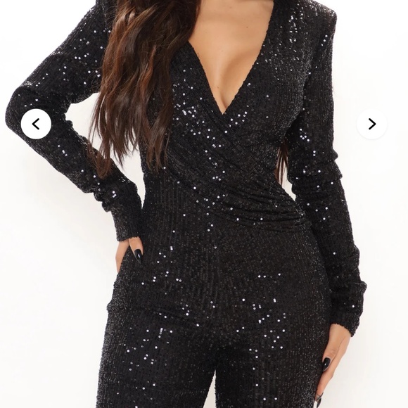 Fashion Nova Pants - Sexy black sequin jumpsuit